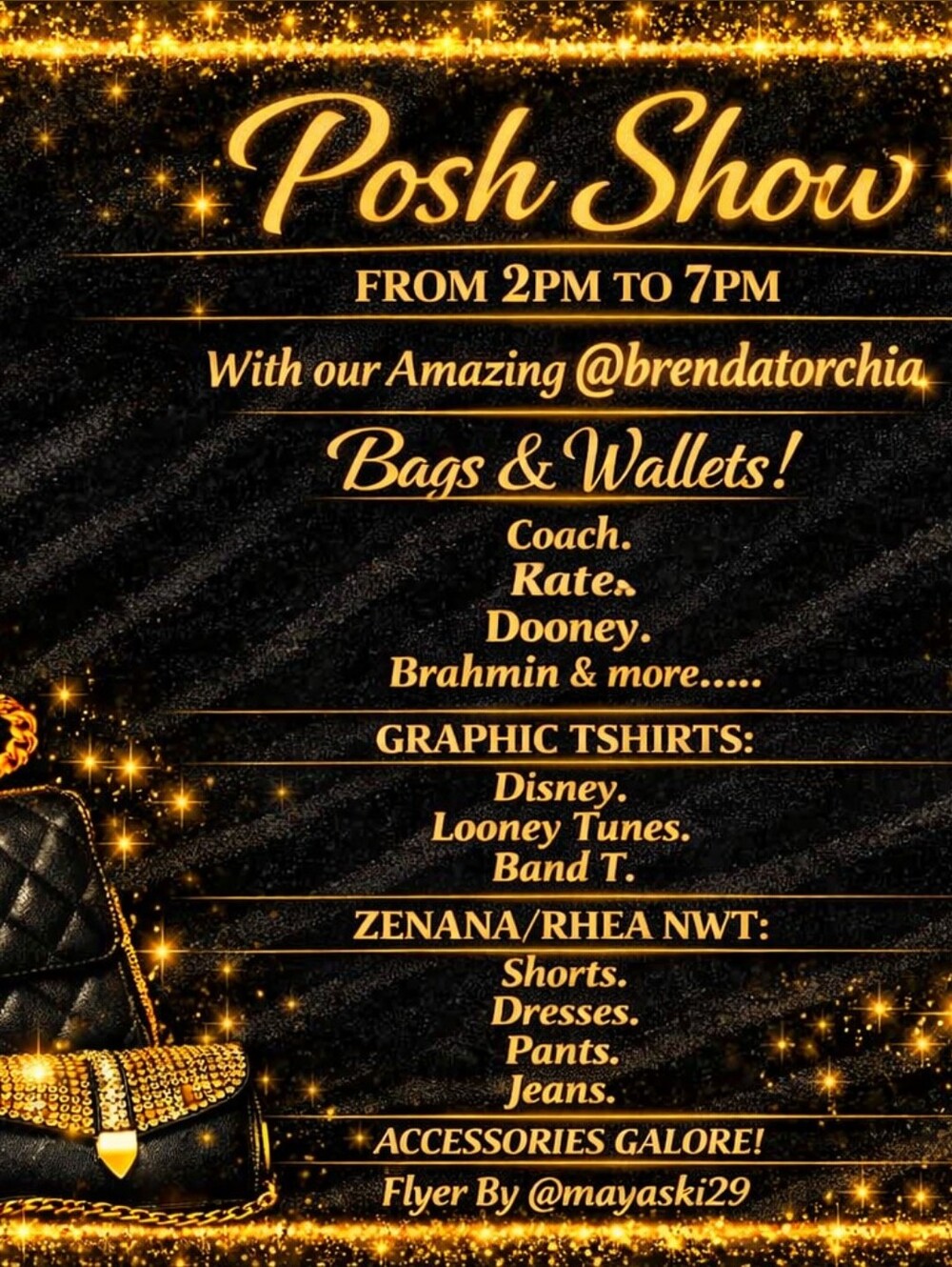 POSH SHOW Today 2PM TO 7PM  WITH OUR AMAZING Host @brendatorchia.
